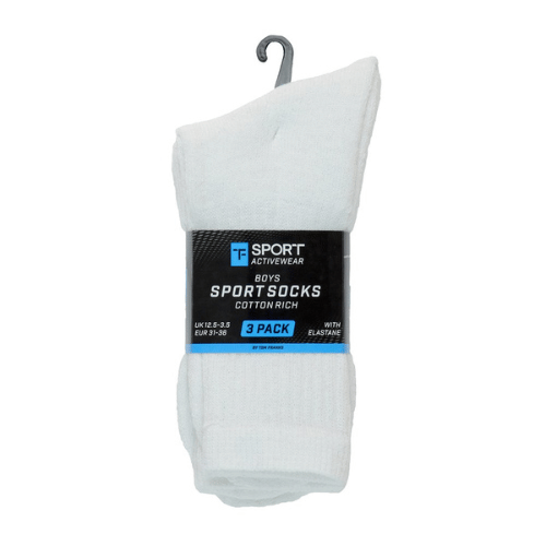 Tom Franks Junior Cotton Sports Socks - White